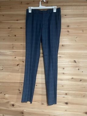 Men's Blue Windowpane Dress Pants